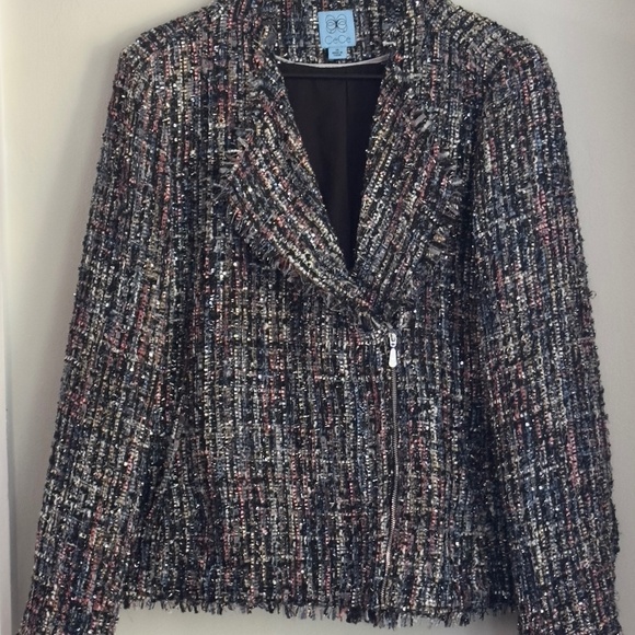 CeCe Jackets & Blazers - CeCe tweed jacket size 14 elegant multicolor and sparkle zip from blazer